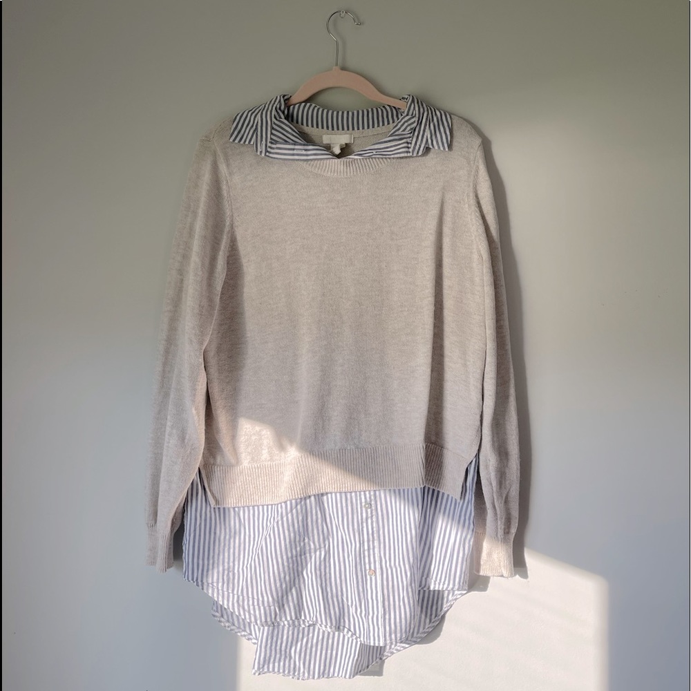 Light weight collared shirt tail sweater